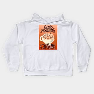 Good Morning Cat•Feine V35 (Steamy Coffee) Kids Hoodie